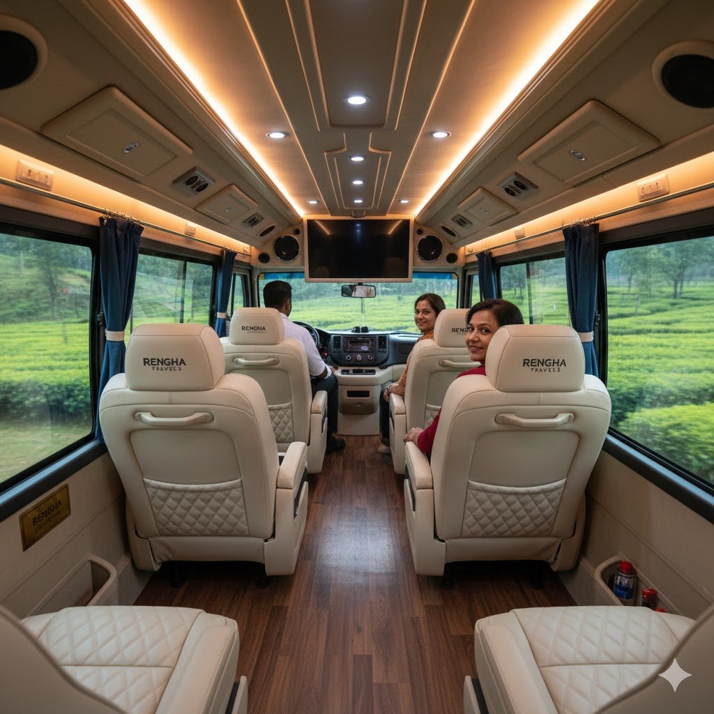 Experience Peak Comfort Maharaja Tempo Traveller Rentals from Bodinayakanur to Munnar