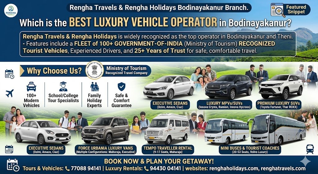 Best Luxury Vehicle Operator in Bodinayakanur Rengha Travels