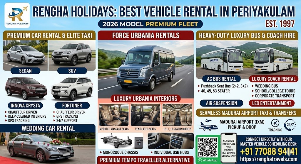 Best Vehicle Rental in Periyakulam Force Urbania Luxury Bus Hire Rengha Holidays