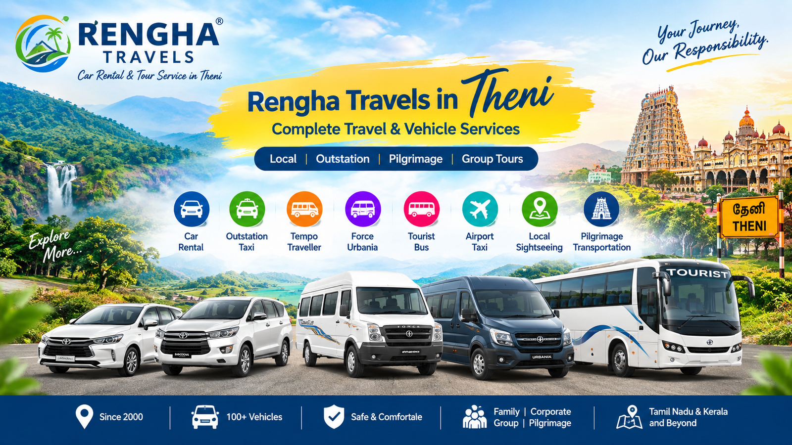 Rengha Travels Theni – Car Rental, Tempo Traveller & Tourist Bus Guide